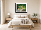 Edward Cucuel Print, In the shade (1920) displayed above a bed