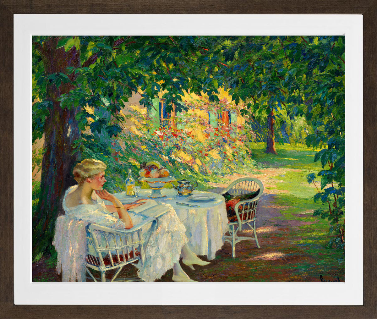 Edward Cucuel Print, In the shade (1920) in a brown frame