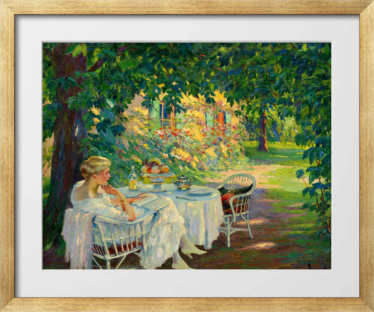 Edward Cucuel Print, In the shade (1920) in a gold frame