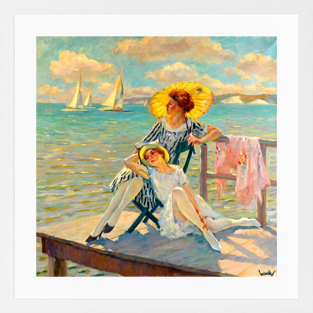 Edward Cucuel Print, In the sun (1920-1925) in a white frame
