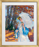 Edward Cucuel Print, Lady with parasol at Ammersee (1914-1918) in a gold frame