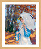 Edward Cucuel Print, Lady with parasol at Ammersee (1914-1918) in an oak frame