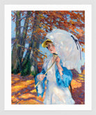 Edward Cucuel Print, Lady with parasol at Ammersee (1914-1918) in a white frame