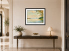 Edward Cucuel Print, Lake Starnberg – distant view (1920) displayed above a console table