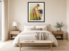Edward Cucuel Print, On the shore (1920) displayed above a bed