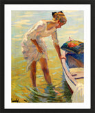 Edward Cucuel Print, On the shore (1920) in a black frame