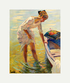 Edward Cucuel Print, On the shore (1920) with an off-white border for rolled canvas