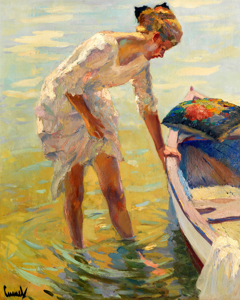 Edward Cucuel Print, On the shore (1920) as an unframed print
