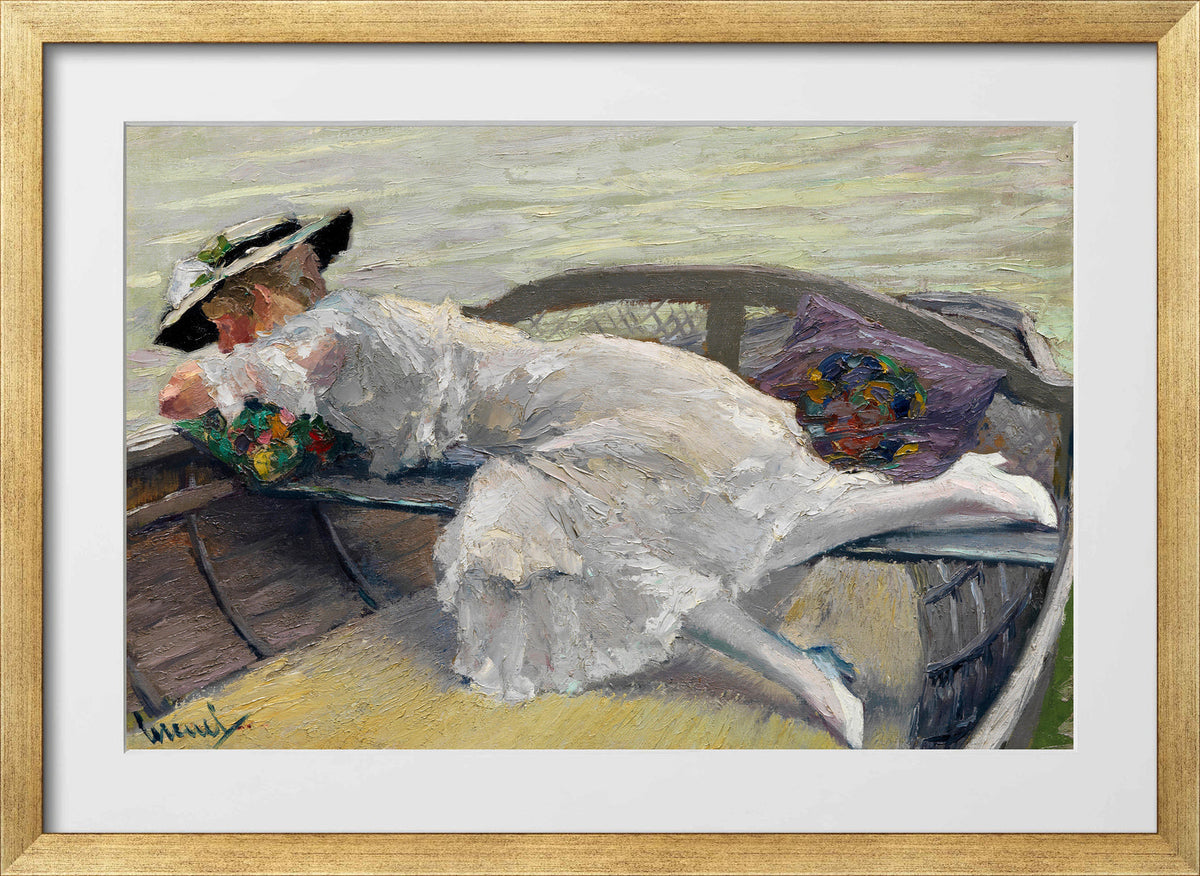 Edward Cucuel Print, Schöne Stunde (1920) in a gold frame
