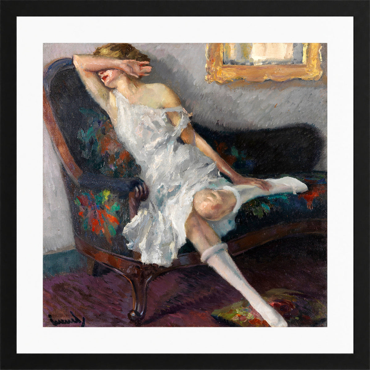 Edward Cucuel Print, Shy (1922) in a black frame