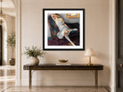 Edward Cucuel Print, Shy (1922) displayed above a console table