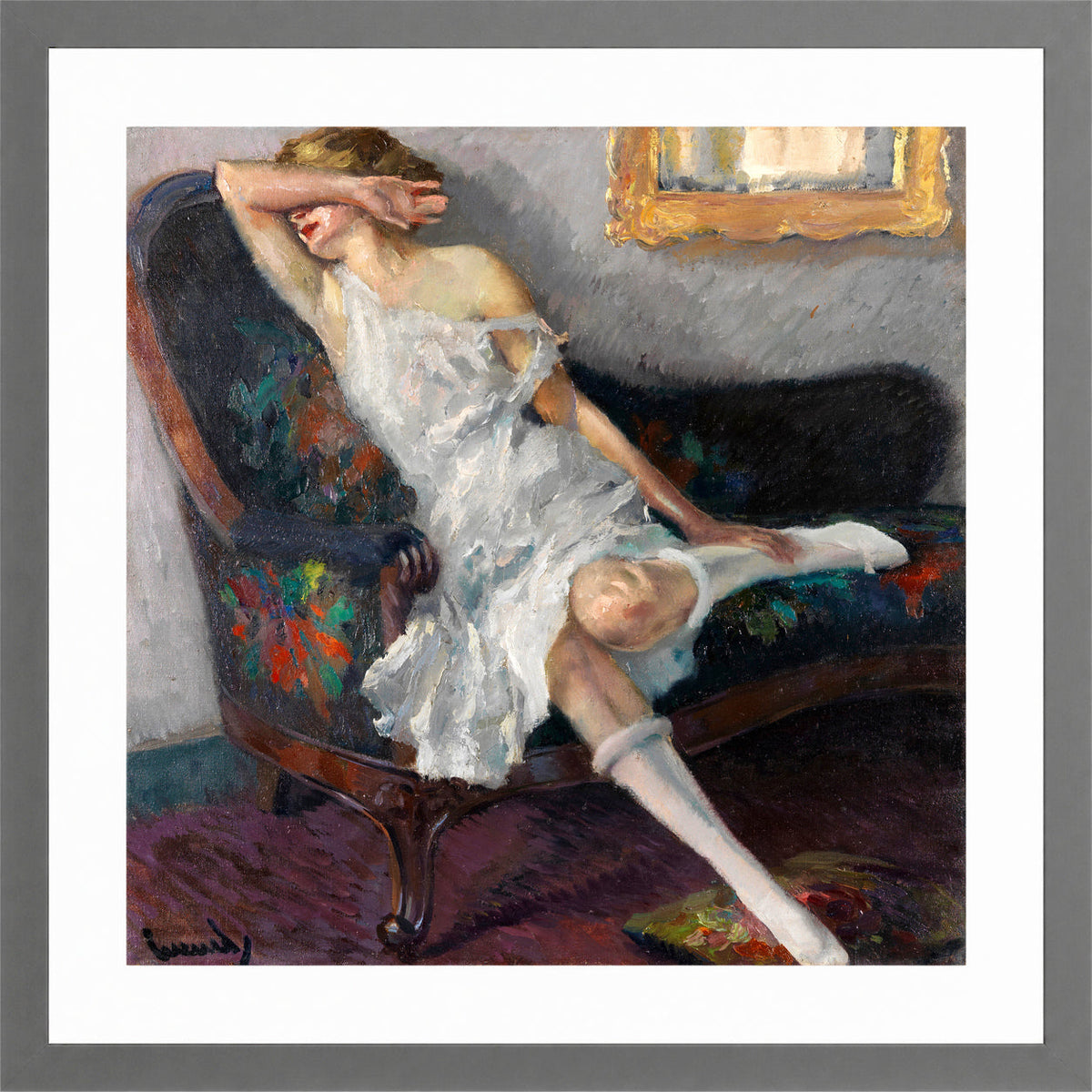 Edward Cucuel Print, Shy (1922) in a light grey frame