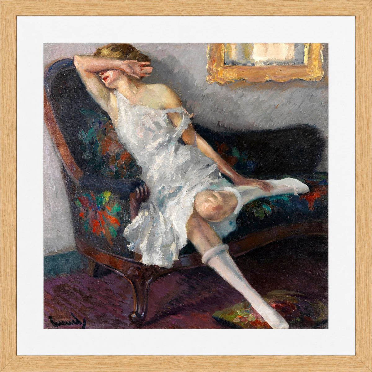 Edward Cucuel Print, Shy (1922) in an oak frame
