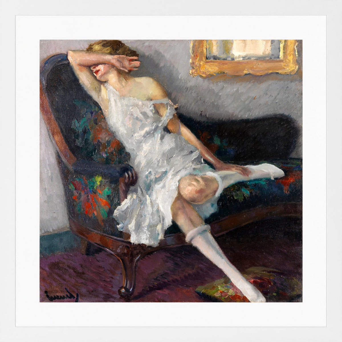 Edward Cucuel Print, Shy (1922) in a white frame