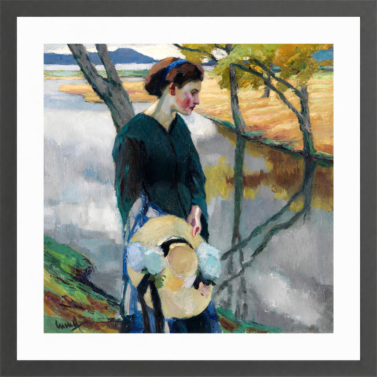 Edward Cucuel Print, Spätsommer (1911) in a dark grey frame