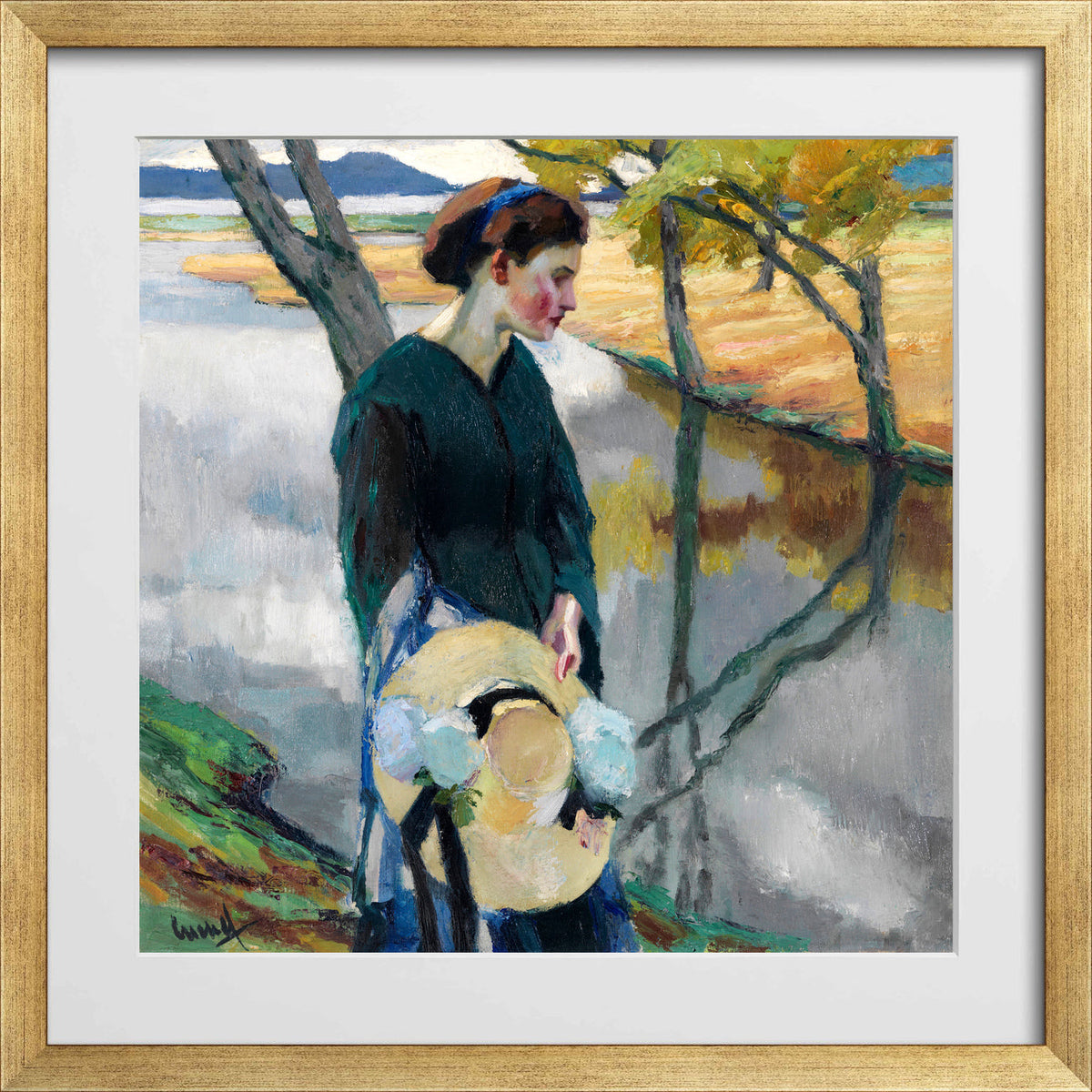 Edward Cucuel Print, Spätsommer (1911) in a gold frame