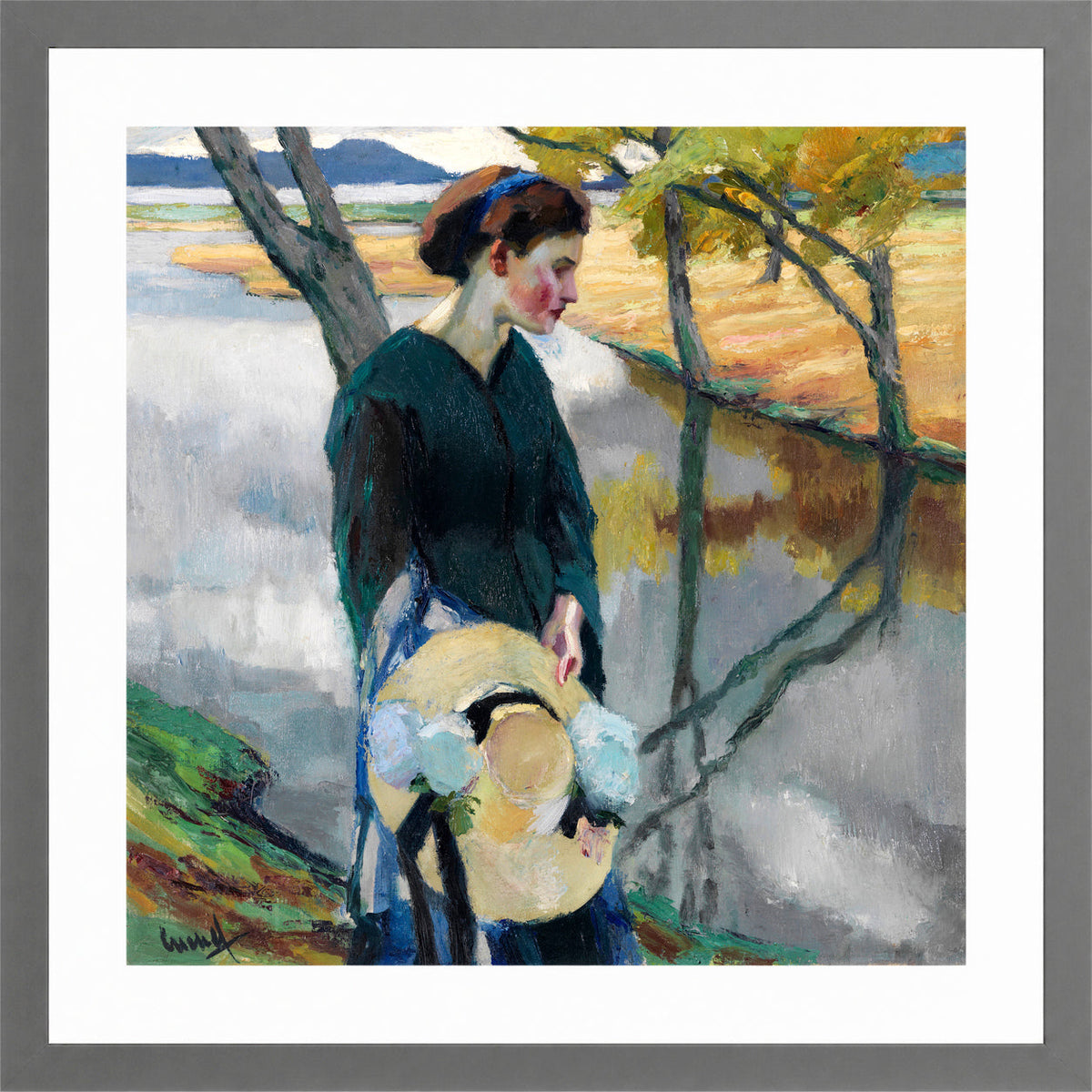 Edward Cucuel Print, Spätsommer (1911) in a light grey frame