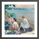 Edward Cucuel Print, Summer afternoon at the lake (1920) in a dark grey frame