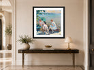 Edward Cucuel Print, Summer afternoon at the lake (1920) displayed above a console table