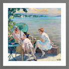 Edward Cucuel Print, Summer afternoon at the lake (1920) in a light grey frame