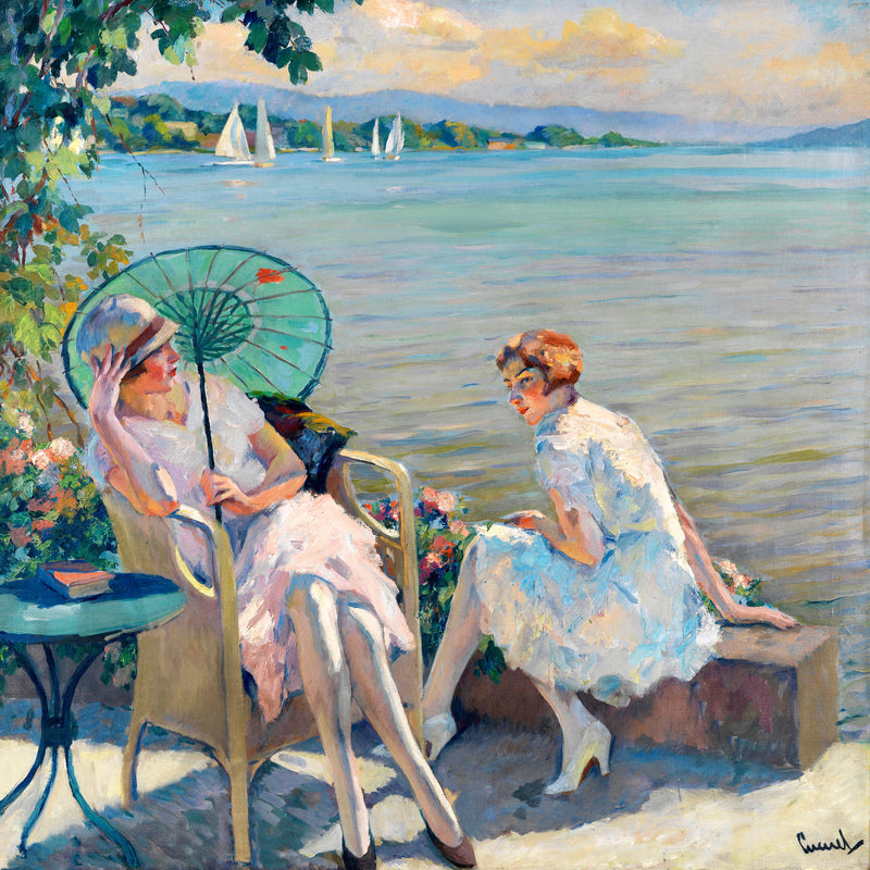 Edward Cucuel Print, Summer afternoon at the lake (1920) as an unframed print