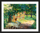 Edward Cucuel Print, Summer in the garden of the artist’s villa on Lake Starnberg (1920) in a black frame