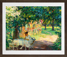 Edward Cucuel Print, Summer in the garden of the artist’s villa on Lake Starnberg (1920) in a brown frame