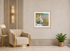 Edward Cucuel Print, Summer morning on Lake Starnberg (1920-25) displayed in an Art Deco interior