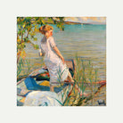 Edward Cucuel Print, Summer morning on Lake Starnberg (1920-25) with an off-white border for rolled canvas
