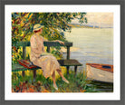 Edward Cucuel Print, The green bench (1920) in a dark grey frame