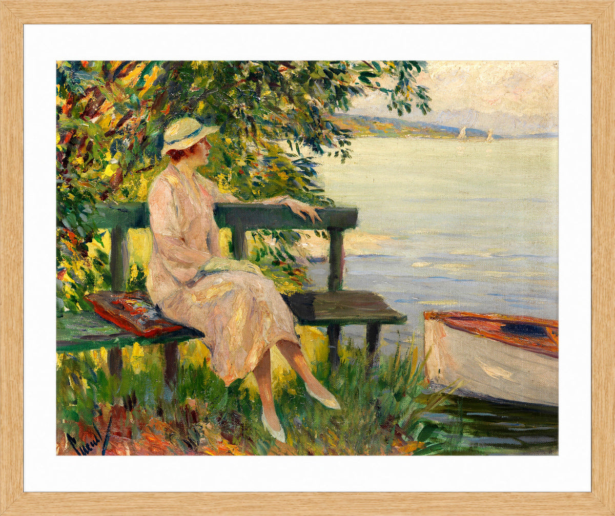 Edward Cucuel Print, The green bench (1920) in an oak frame