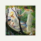 Edward Cucuel Print, Two ladies in a boat (1910) with an off-white border for rolled canvas