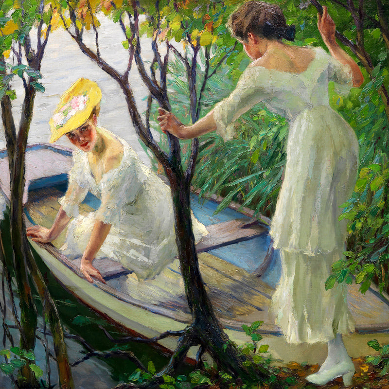 Edward Cucuel Print, Two ladies in a boat (1910) as an unframed print