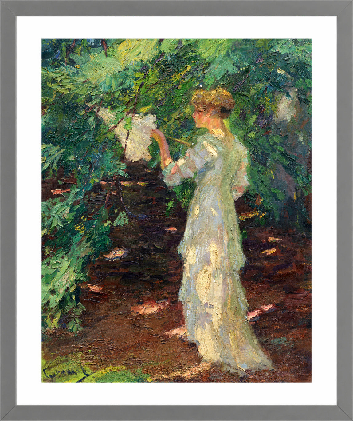 Edward Cucuel Print, Waldschatten (1910-20) in a light grey frame