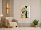 Edward Cucuel Print, Woman in the studio (1915) displayed in an Art Deco interior