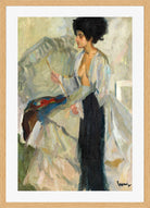 Edward Cucuel Print, Woman in the studio (1915) in an oak frame