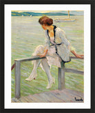 Edward Cucuel Print, Young woman at Lake Starnberg (1915-1920) in a black frame