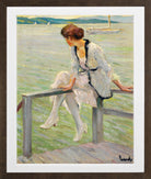 Edward Cucuel Print, Young woman at Lake Starnberg (1915-1920) in a brown frame