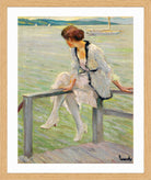Edward Cucuel Print, Young woman at Lake Starnberg (1915-1920) in an oak frame