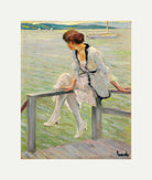 Edward Cucuel Print, Young woman at Lake Starnberg (1915-1920) with an off-white border for rolled canvas