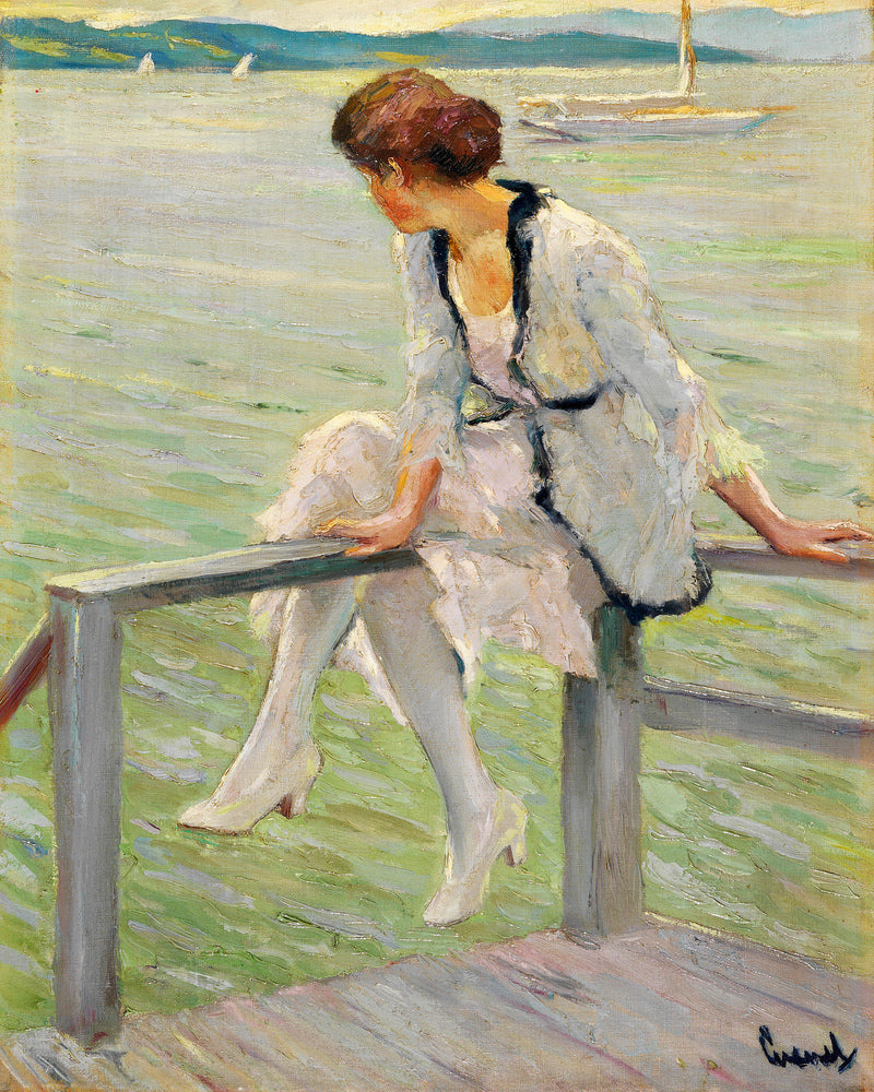 Edward Cucuel Print, Young woman at Lake Starnberg (1915-1920) as an unframed print