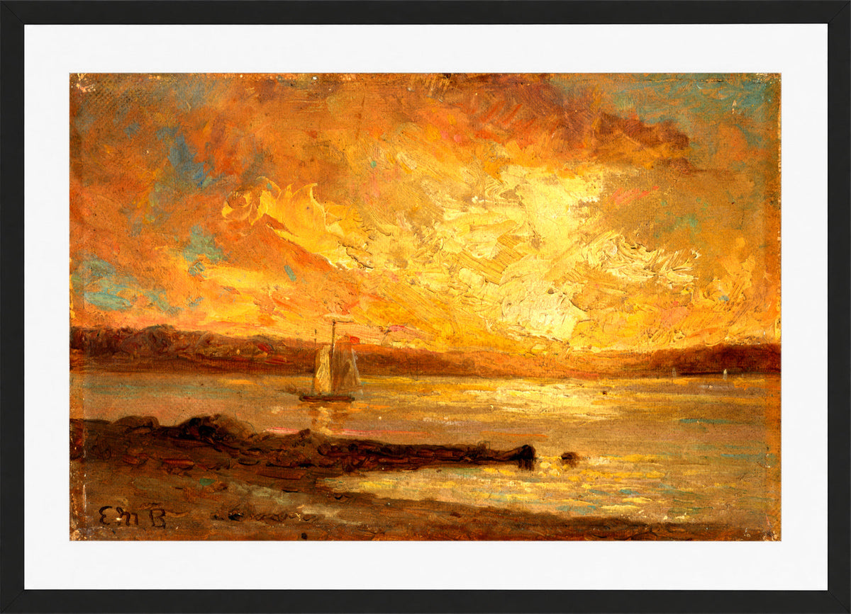 Edward Mitchell Bannister Print, Boat on Sea — black frame
