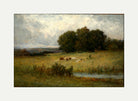 Edward Mitchell Bannister Print, Bright Scene of Cattle near Stream — rolled canvas