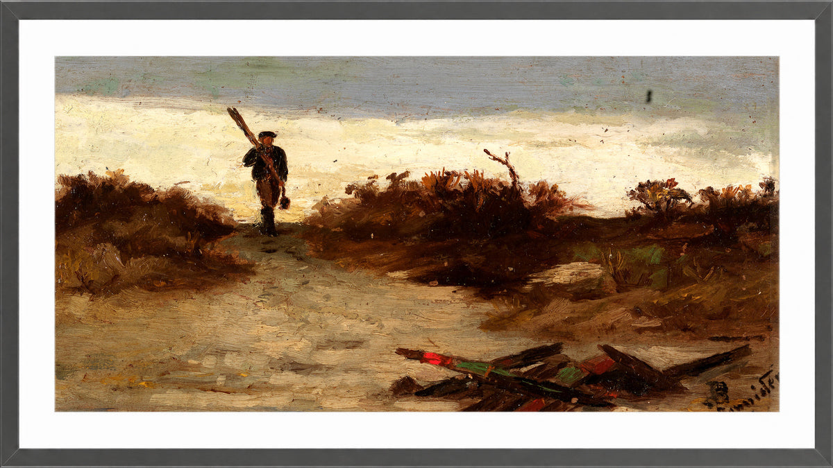 Edward Mitchell Bannister Print, Fisherman by Water (1886) — dark grey frame