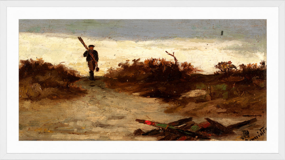 Edward Mitchell Bannister Print, Fisherman by Water (1886) — white frame