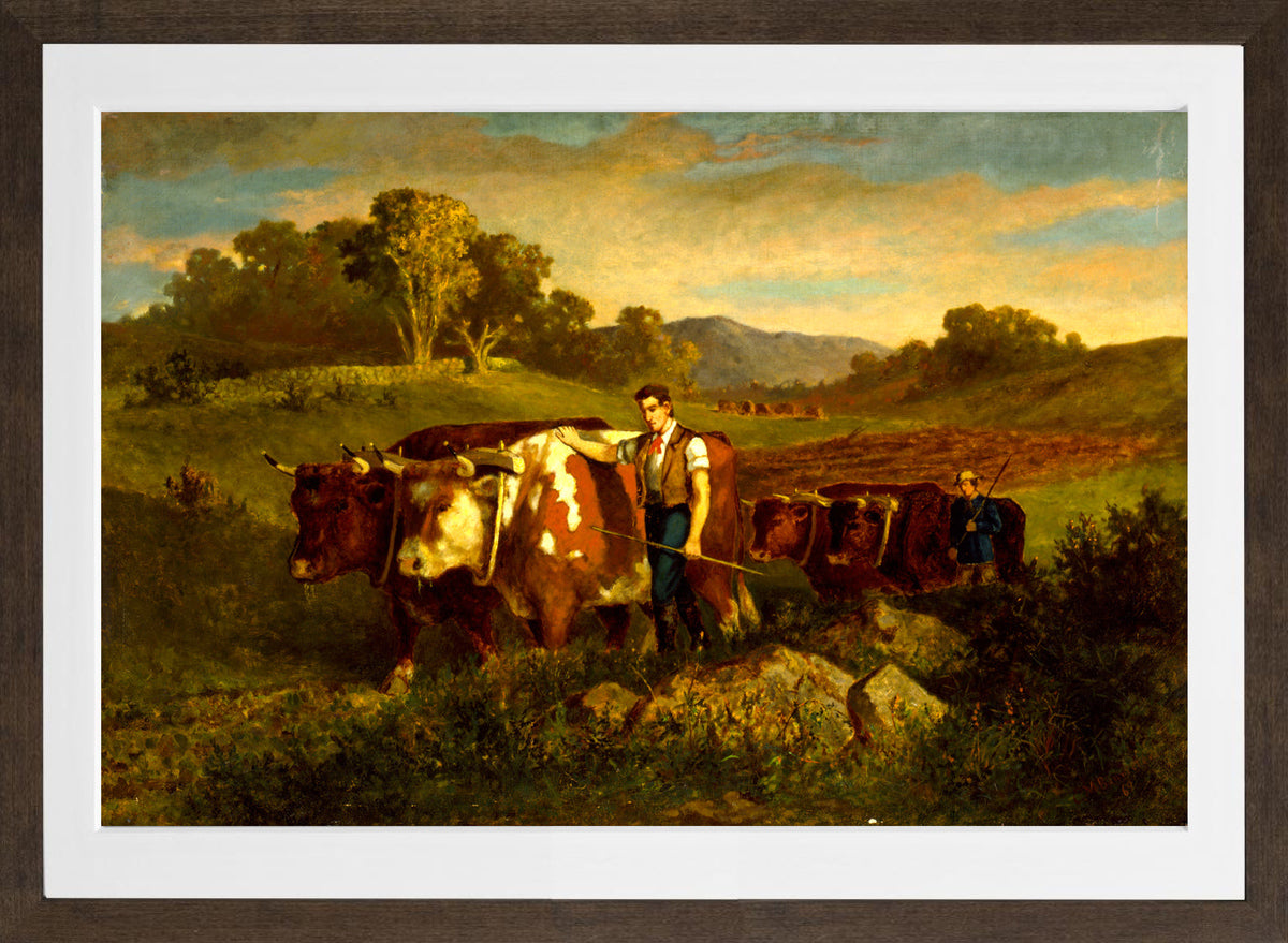 Edward Mitchell Bannister Print, Herdsmen with Cows (1869) — brown frame