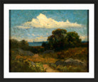 Edward Mitchell Bannister Print, Landscape (Trees and Rocks by a Lake) — black frame