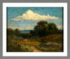 Edward Mitchell Bannister Print, Landscape (Trees and Rocks by a Lake) — light grey frame
