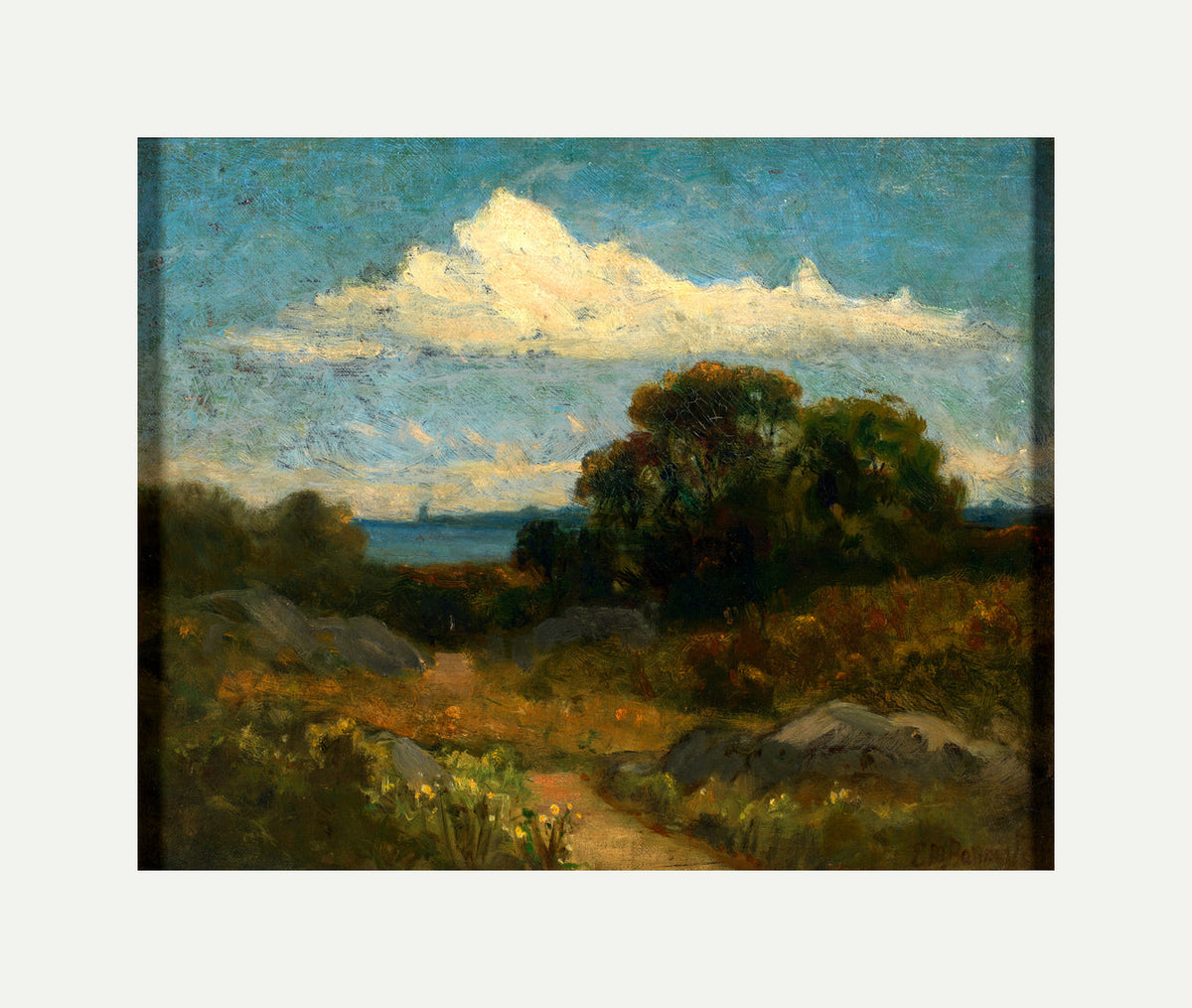 Edward Mitchell Bannister Print, Landscape (Trees and Rocks by a Lake) — rolled canvas