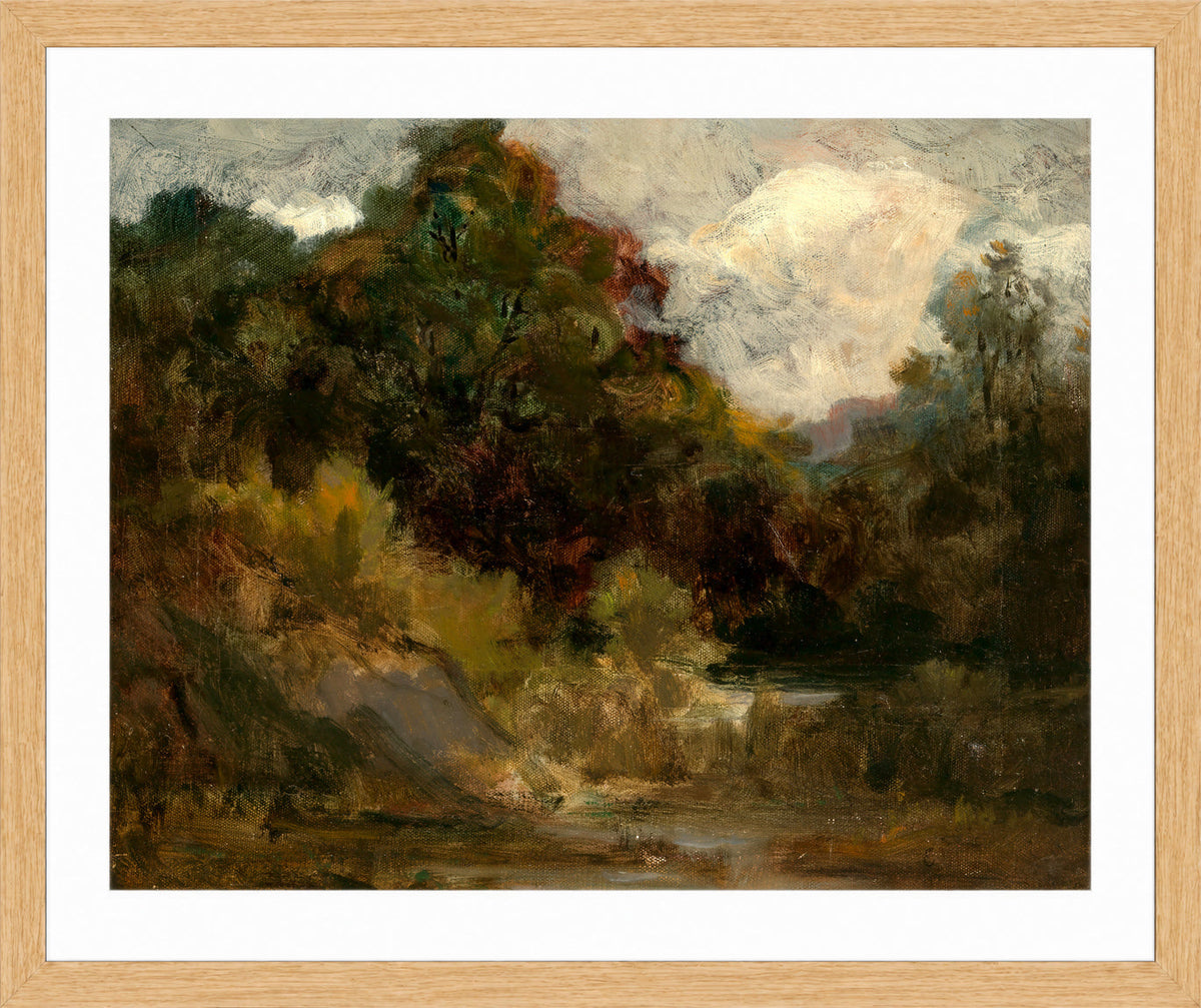Edward Mitchell Bannister Print, Landscape (Trees) — oak frame